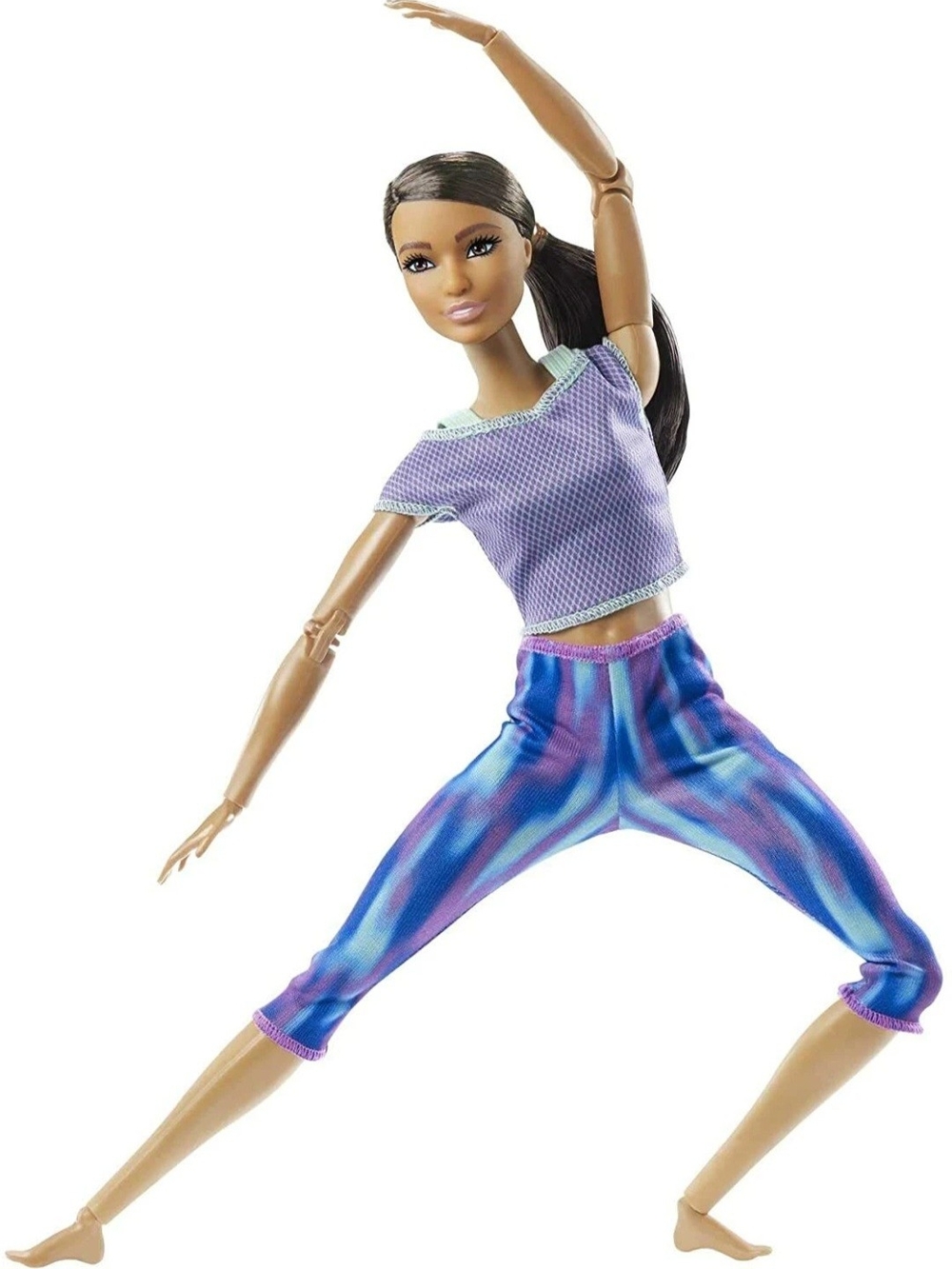 Barbie Made to Move Doll with 22 Flexible Joints Curly Brunette Ponytail